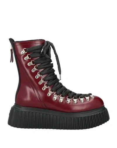 Agl Attilio Giusti Leombruni Agl Woman Ankle Boots Burgundy Size 7 Leather In Red