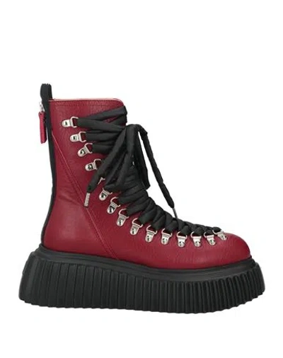 Agl Attilio Giusti Leombruni Agl Woman Ankle Boots Burgundy Size 7 Leather In Red