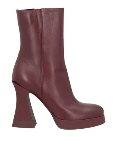 Agl Attilio Giusti Leombruni Agl Woman Ankle Boots Burgundy Size 8 Leather In Red