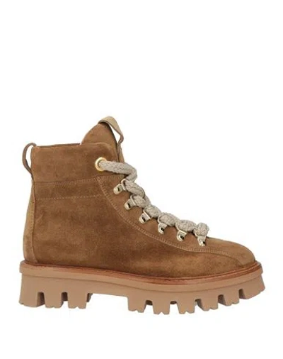 Agl Attilio Giusti Leombruni Agl Woman Ankle Boots Khaki Size 8 Leather In Sand
