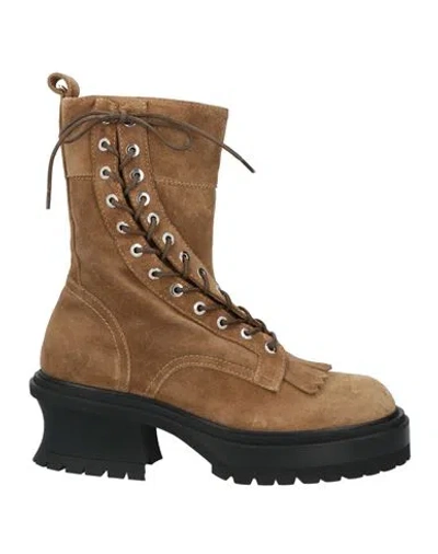 Agl Attilio Giusti Leombruni Agl Woman Ankle Boots Khaki Size 8 Leather In Sand