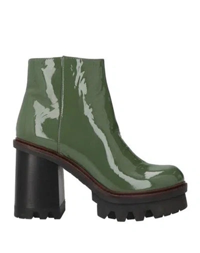 Agl Attilio Giusti Leombruni Agl Woman Ankle Boots Military Green Size 8 Leather