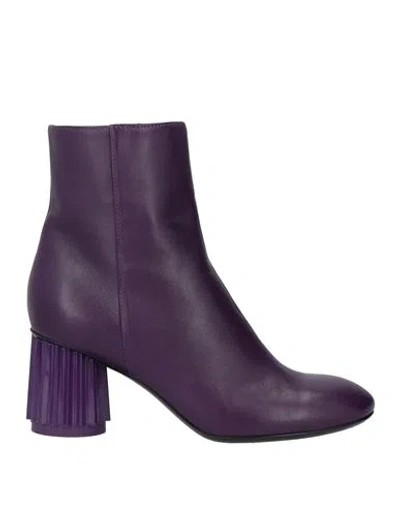 Agl Attilio Giusti Leombruni Agl Woman Ankle Boots Purple Size 7 Leather