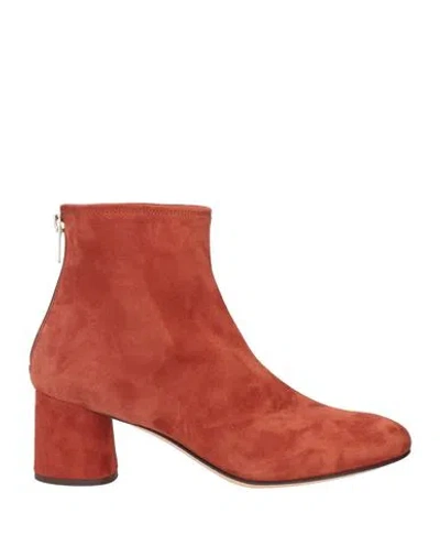Agl Attilio Giusti Leombruni Agl Woman Ankle Boots Rust Size 9 Soft Leather In Red