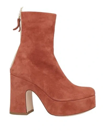 Agl Attilio Giusti Leombruni Agl Woman Ankle Boots Rust Size 8 Leather