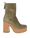 Agl Attilio Giusti Leombruni Agl Woman Ankle Boots Sage Green Size 10 Soft Leather