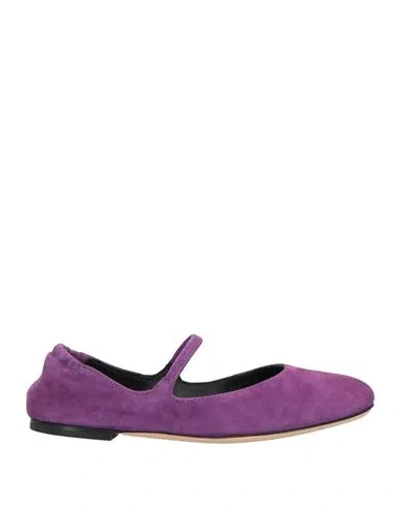 Agl Attilio Giusti Leombruni Agl Woman Ballet Flats Purple Size 11 Leather
