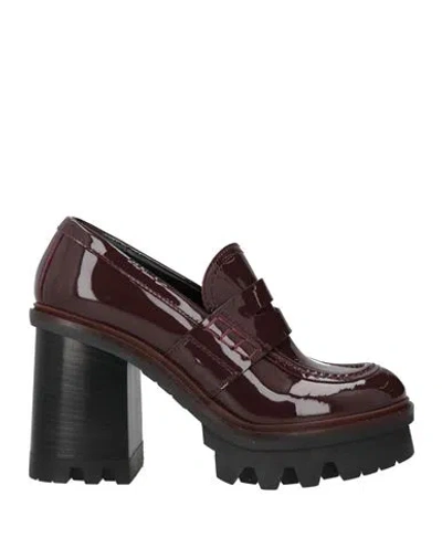 Agl Attilio Giusti Leombruni Agl Woman Loafers Deep Purple Size 7.5 Leather