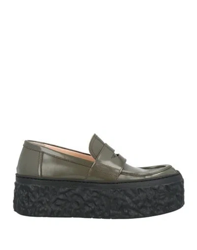 Agl Attilio Giusti Leombruni Agl Woman Loafers Military Green Size 6 Leather