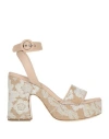 Agl Attilio Giusti Leombruni Agl Woman Sandals Beige Size 8 Leather, Textile Fibers In Beige