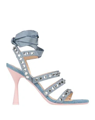 Agl Attilio Giusti Leombruni Agl Woman Sandals Blue Size 7 Textile Fibers