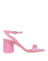 Agl Attilio Giusti Leombruni Pink Leather Sandal With Column Heel In Pink