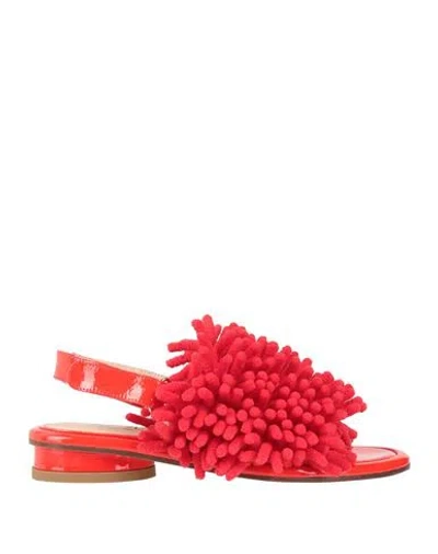 Agl Attilio Giusti Leombruni Agl Woman Sandals Red Size 7 Leather, Textile Fibers
