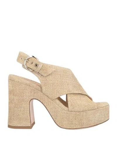 Agl Attilio Giusti Leombruni Agl Woman Sandals Sand Size 7 Textile Fibers In Beige