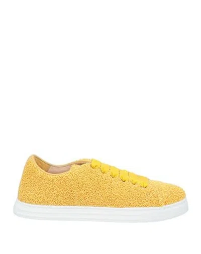 Agl Attilio Giusti Leombruni Agl Woman Sneakers Yellow Size 8 Leather, Textile Fibers