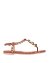 Agl Attilio Giusti Leombruni Agl Woman Toe Strap Sandals Tan Size 6 Soft Leather In Brown