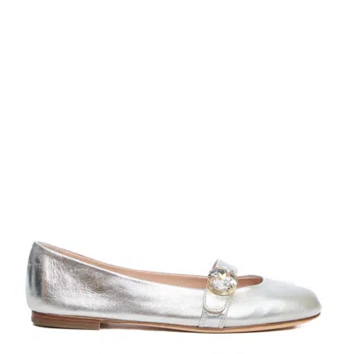 Agl Attilio Giusti Leombruni Ballerine Milly Precious In Silver Leather