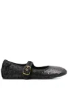 Agl Attilio Giusti Leombruni Agl Textured Buckle Strap Flat Shoes In Black