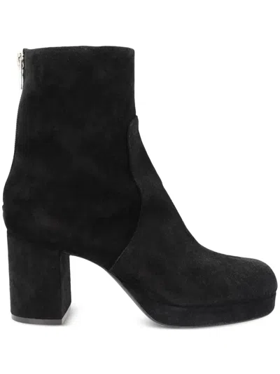 Agl Attilio Giusti Leombruni Betty 80mm Velour Ankle Boots In 黑色
