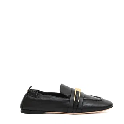 Agl Attilio Giusti Leombruni Black Leather Moccasins With Decorative Buckle And Memory Foam Insole