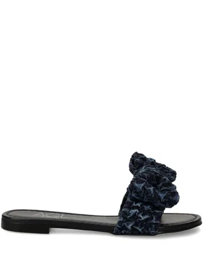 Agl Attilio Giusti Leombruni Bow-embellished Denim Slides In Blue