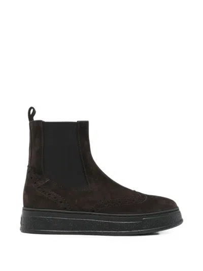 Agl Attilio Giusti Leombruni Brogue-detail Suede Chelsea Boots In Brown