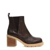 Agl Attilio Giusti Leombruni Brown Textured Leather Ankle Boot With Elastic Side Panels In Brown