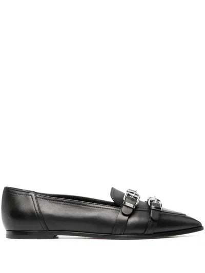 Agl Attilio Giusti Leombruni Buckle-detail Pointed-top Loafers In Black