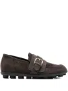 Agl Attilio Giusti Leombruni Buckle-strap Suede Loafers In Brown