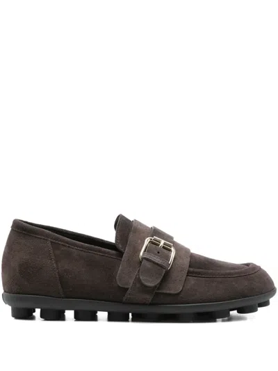Agl Attilio Giusti Leombruni Buckle-strap Suede Loafers In Brown