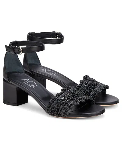 Agl Attilio Giusti Leombruni Crochet Leather Sandal In Black