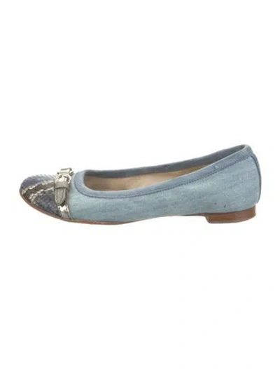 Pre-owned Agl Attilio Giusti Leombruni Denim Animal Print Ballet Flats In Blue