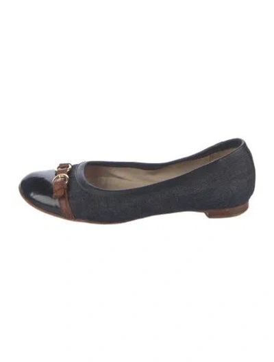 Pre-owned Agl Attilio Giusti Leombruni Denim Animal Print Ballet Flats In Blue