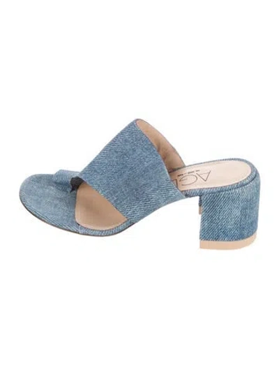 Pre-owned Agl Attilio Giusti Leombruni Denim Slides In Blue