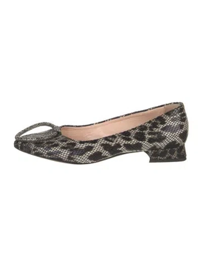 Pre-owned Agl Attilio Giusti Leombruni Embossed Leather Animal Print Flats In Black