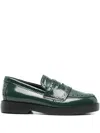 Agl Attilio Giusti Leombruni Fenice Patent-leather Brogue Loafers In Green