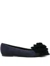 Agl Attilio Giusti Leombruni Flower-embellished Suede Flat Pumps In Blue