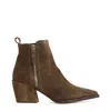 Agl Attilio Giusti Leombruni Green Suede Ankle Boots With Zip Closure In Brown