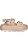 Agl Attilio Giusti Leombruni Gwendoline Buckled Platform Sandals In Metallic