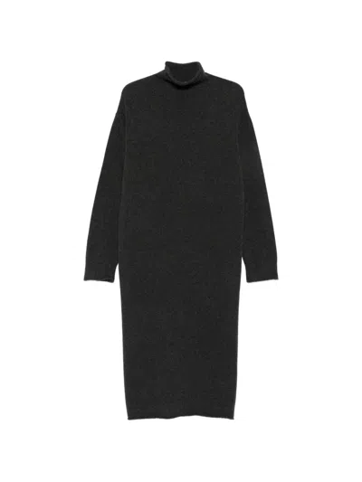 Agl Attilio Giusti Leombruni High-neck Long-sleeve Midi Dress In Gray