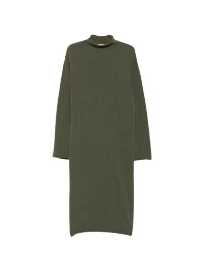Agl Attilio Giusti Leombruni High-neck Long-sleeve Midi Dress In Green