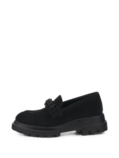 Agl Attilio Giusti Leombruni Ida Strass Wedge Loafers In Black