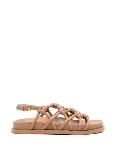 Agl Attilio Giusti Leombruni Knots Cristina Leather Sandals In Brown