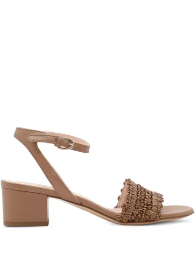 Agl Attilio Giusti Leombruni Knotted-detail Block Heel Sandals In Brown