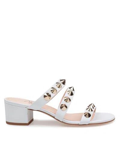 Agl Attilio Giusti Leombruni Lala Spike Sandal In Leather With Applied Studs In White