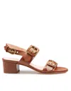 Agl Attilio Giusti Leombruni Agl Brandy Leather Sandals With Maxi Buckles In Brandy