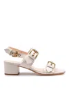 Agl Attilio Giusti Leombruni Agl Chalk Leather Sandals With Maxi Metal Buckles