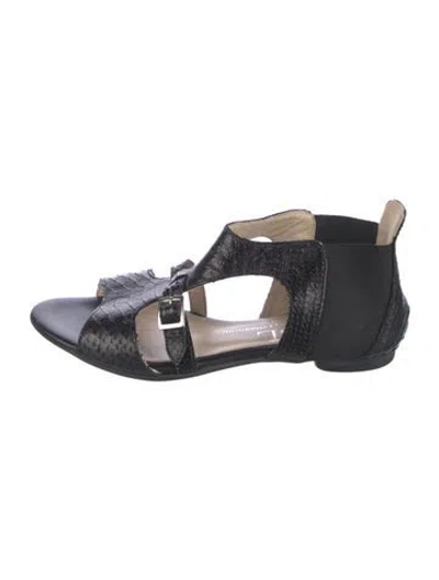 Pre-owned Agl Attilio Giusti Leombruni Leather Animal Print Gladiator Sandals In Blue
