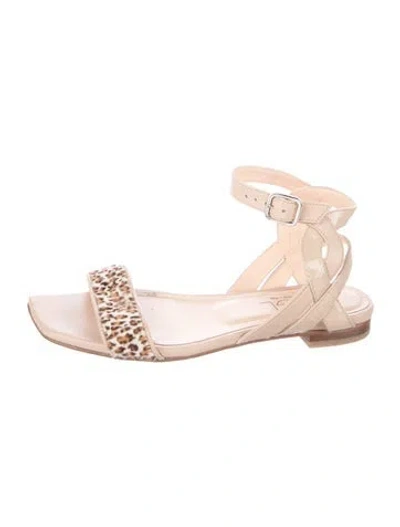 Pre-owned Agl Attilio Giusti Leombruni Leather Animal Print Sandals In Neutrals