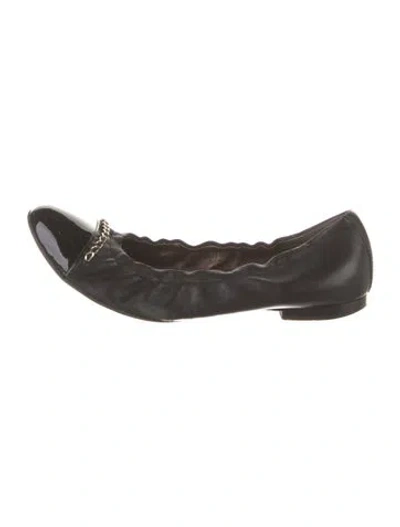 Pre-owned Agl Attilio Giusti Leombruni Leather Bow Accents Ballet Flats In Black
